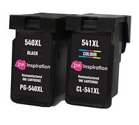 Ink Inspiration® 2 Cartouches d'encre Remanufacturées pour Canon PG-540XL CL-541XL MG4250 MG3550 MG3250 MG3150 MX395 MX535 MG4150 MG3650 MG2250 MG2150 MX525 MX475 MX455 MX435 MX375
