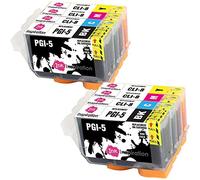 Ink Inspiration® Remplacement pour Canon PGI-5 CLI-8 Cartouches d'encre 8 Pack, Utiliser avec Canon iX4000 iX5000 iP3300 iP3500 MP510 MP520 MX700, Noir/Cyan/Magenta/Jaune