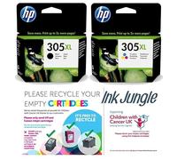 Ink Jungle HP 3YM622e Cartouche d'encre 305XL pour imprimantes HP Envy 6010 6010e 6020 6020e 6022 6022e 6030 6030e 6032 6032e 6420e 6430e 6432e avec sac de recyclage caritatif Noir et couleur AE 3YM