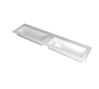 Ink kraft lavabo 180x1x45cm 0 trous pour robinet 2 éviers polystone blanc brillant 3417390