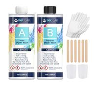 INK LAB Résine Époxy 960ml Transparente avec Durcisseur Non Toxique, Bâtons et Gants - Ratio 1:1 pour Bois, Fabrication de Bijoux et Créations Artistiques