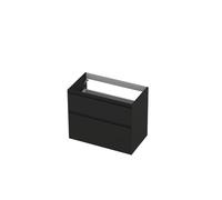 Ink meuble 2 tiroirs sans poignée laqué 45gr a symétrique 80x65x45cm noir mat 1240826