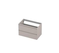 INK Meuble sous-lavabo - 80x45x52cm - 2 tiroirs - sans poignées - finition à 45 degrés tout autour - MDF laqué gris cachemire mat 1240478