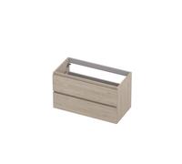 INK Meuble sous-lavabo - 90x45x52cm - 2 tiroirs - sans poignée - listel en bois - MFC Chêne ivoire 1257132