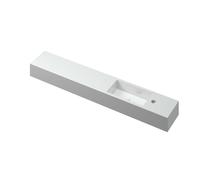 INK Nice Time lave-mains plateforme 120x20x10cm vasque droite 1 trou pour robinet cuve rectangulaire polystone blanc brillant 3403211