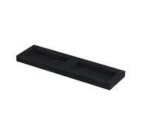 Ink pitch cuvette en céramique double avec vidange et jupes frontale et latérale 2 trous pour robinets 160x45x9cm lauren black matt 0210452