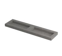 INK Pitch lavabo - 180x45x9cm - 2 vasques - 0 trous de robinet - bonde céramique Armani gris mat 0210461