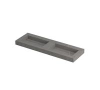 Ink pitch lavabo en céramique cuvette double avec vidage et jupes frontales et latérales sans trous pour robinet 140x45x9cm gris armani matt 0210421