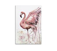 Ink - Poster flamant rose de style éclaboussé, art mural moderne, sur toile, décoration esthétique, 30 x 45 cm, sans cadre
