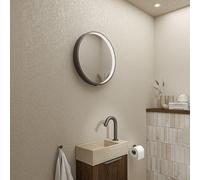 INK SP24 miroir - 40x4x40cm rond dans un cadre en acier avec LED directes - chauffage - changement de couleur - dimmable et interrupteur - métal brossé noir 8409455