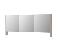 INK SPK3 Armoire de toilette - 180x14x74cm - 3 portes - miroir double face - tablette ouverte - interrupteur et prise de courant - MDF laque gris cachemire mat 1110429