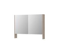 INK SPK3 Armoire de toilette avec miroir - 100x14x74cm - 2 portes - miroir double face - tablette ouverte - interrupteur et prise de courant - MFC Chêne ivoire 1110230