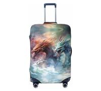 Ink Style Wave Dragon Housses de bagage de voyage élastiques 45,7 à 81,3 cm, noir, M