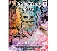 Ink Tracing Book for adults: Stress relief reverse Halloween Cat Coloring Book for adults: mindfully Follow white lines to Uncover 35 cute Halloween ... pages a perfect gift for cat lovers(Vol-02)
