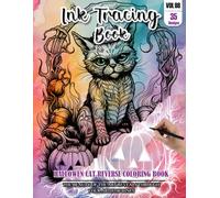 Ink Tracing Book for Adults: Stress relief reverse Halloween Cat Coloring Book for adults: mindfully Follow white lines to Uncover 35 cute Halloween ... pages a perfect gift for cat lovers(Vol-08)