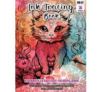 Ink Tracing Book for Adults: Stress relief reverse Halloween Cat Coloring Book for adults: mindfully Follow white lines to Uncover 35 cute Halloween ... pages a perfect gift for cat lovers(Vol-07)