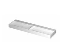 INK United lavabo - 160x45x11cm porcelaine double sans trou de robinet inclus bouchon click en porcelaine et système de trop-plein caché - blanc brillant 0206481