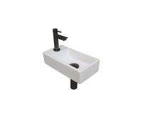 INK Versus Pack lave-mains 36x18x9cm 1 trou de robinet gauche Blanc mat avec robinet, siphon et bonde Metal Black 1805354