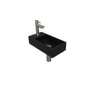 INK Versus Pack lave-mains 36x18x9cm 1 trou de robinet gauche Noir brossé avec robinet, siphon et bonde Nickel brossé 1805169