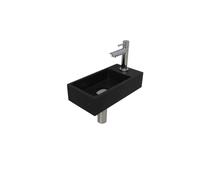INK Versus Set lave-mains 36x18x9cm 1 trou de robinet droite Noir mat avec robinet, siphon et bonde Chrome 1805134