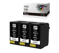 INK4U 27XL Cartouches d'encre Compatibles pour Epson 27 27XL Remplacement pour Epson Workforce WF-7620 WF-3620 WF-7720 WF-7710 WF-7610 WF-3640 WF-7715 WF-7110 WF-7210 (3 Noire)