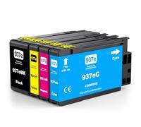 INK4U 937e Lot de 4 cartouches d'encre (avec puce, haute capacité) compatibles avec HP 937e 937XL pour imprimantes Officejet Pro 9110b, 9120b, 9130b, 9720, 9730 (noir, cyan, magenta, jaune)