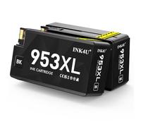 INK4U 953XL Cartouche d'encre Noire Grande Capacité, Compatible pour HP 953XL Noir Compatible pour HP Officejet Pro 7720 7740 8710 8715 8720 8718 8725 8210 8730 7730 8728 (2 Noir)