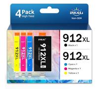 INK4U Cartouche 912 XL (avec Puce) Compatible pour HP 912XL Pack de 4 Cartouches Compatible pour HP Officejet 8012, 8014, 8015, 8017, OfficeJet Pro 8022, 8023, 8024, 8025