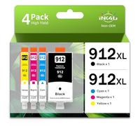 INK4U Cartouches d'imprimante 912XL compatibles avec HP 912XL Multipack pour OfficeJet Pro 8020 8022 8024 8025 8030 pour HP OfficeJet 8010 8012 8014 8015 (Noir, Cyan, Magenta, Jaune)
