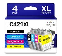 INK4U LC421XL Cartouche d'encre Compatible pour Brother LC421XL LC421 VAL Cartouches Compatible pour Brother DCP-J1050DW DCP-J1140DW MFC-J1010DW DCP-J1800DW (Noir, Cyan, Magenta, Jaune, 4 Pack)