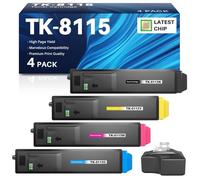 INK4U TK-8115 Lot de 4 toners compatibles avec Kyocera TK-8115K TK-8115C TK-8115M TK-8115Y compatibles avec Kyocera ECOSYS M8124cidn, ECOSYS M8130cidn (avec puce, lot de 4, noir, cyan, magenta, jaune)