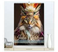 Inka Katzen - Katzen sind die wahren Herrscher (hochwertiger Premium Wandkalender 2026 DIN A2 hoch), Kunstdruck in Hochglanz: Götter auf vier Pfoten mit prachtvollem Kopfschmuck