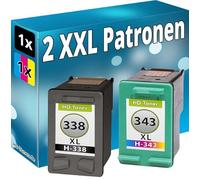 Inkadoo Lot de 2 cartouches d'encre compatibles avec HP 338 343 PSC1500 PSC1510 PSC1600 PSC1610 PSC2355 PSC2610