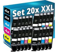 Inkadoo Lot de 20 cartouches d'encre XL avec puce compatibles avec Canon Pixma IP7250 MG5450 MG5550 MG6450 MX925
