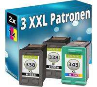 Inkadoo Lot de 3 cartouches d'encre compatibles avec HP 338 343 DeskJet 460 5740 6520 6540 6543 6830 6840 9800