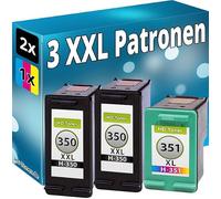 Inkadoo Lot de 3 cartouches d'encre compatibles avec HP 350+351 XL C4340 C4380 C4385 C4424 C4480 C4500 C4400