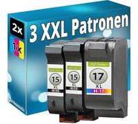 Inkadoo Lot de 3 cartouches d'encre XL compatibles avec HP15+17, compatible avec DeskJet 825c 840c 845c C6615DE+C6625AE