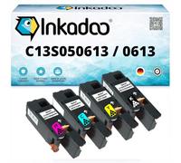 Inkadoo Lot de 4 cartouches de toner pour Epson C13S050614 / 0614 - Compatible avec Aculaser C 1700 Aculaser C 1700 Series Aculaser CX 17 NF Aculaser CX 1