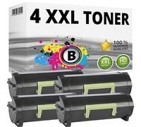 Inkadoo Lot de 4 toners compatibles avec Lexmark MS310d MS310dn MS312dn MS410d MS410dn MS415dn MS510dn