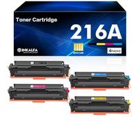 inkalfa 216A avec Puce Cartouche de Toner Compatible pour HP 216A Color Laserjet Pro MFP M183fw M182n M182nw M155nw M155a M183 M182 M155 W2410A W2411A W2412A W2413A (Noir Cyan Jaune Magenta, 4-Pack)