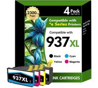 inkalfa Pack de 4 Cartouches 937 Compatibles HP OfficeJet Pro 9730e/9120e - Noir, Cyan, Jaune, Magenta - Capacité Standard.