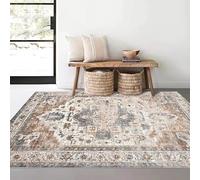 INKAROBOX Tapis lavable avec motif bohème, dos antidérapant et anti-taches, style vintage, pour salon et chambre à coucher, marron vintage, 160 x 230 cm