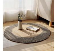 INKAROBOX Tapis Rond tissé à la Main en Pur Coton avec Pompons au Look rétro pour Chambre à Coucher, Salon, Table, Bureau (Noir/Beige, 120 cm (Rond)) (Noir/Beige, 100 cm (Rond))