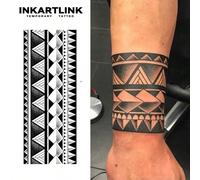 INKARTLINK Tatouage révolutionnaire de technologie de 15 jours, tatouage semi-permanent, de longue durée, géométrique, bracelet de bras viking, tatouage temporaire de style sombre, faux tatouage, rési