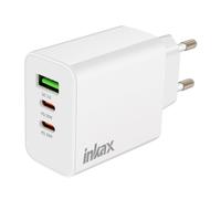 Inkax Chargeur 2x USB-C Power Delivery 20W + USB 18W Charge Rapide Compact Blanc