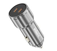 Inkax Chargeur Allume Cigare 60W 2x USB-C Charge Rapide Design Métal Argent