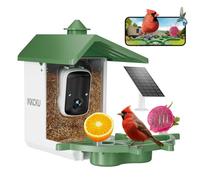 INKCKU Mangeoire intelligente pour oiseaux avec caméra - 2K HD, reconnaissance IA et audio bidirectionnel, alimentation solaire, vision nocturne, étanchéité IP65, nichoir WiFi pour les amateurs