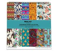Inkdotpot 25 Des draps Thème Indien Asiatique Pad De Papier Scrapbook 12X12, Papier De Scrapbook À Facettes- Papier Cartonné Coloré Scrapbooking Diy Fond Décoratif Fond De Carte De Création De Cartes
