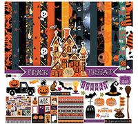Inkdotpot Halloween Theme Collection Double, Side Scrapbook Paper Kit Cardstock 12 "X12" Fabriquer Des Cartes De Papier Avec Une Feuille D'Autocollant - 16 Pages - Orange & Noir