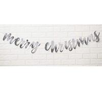 Inkdotpot Prêt À Accrocher Joyeux Noël Décorations De Fête Cursive Bruant La Bannière Argent Métallique Drapeau Guirlande Pré